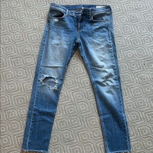 rag & bone Distressed Straight Leg Jeans in Blue
